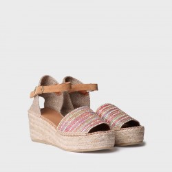 Γυναικείες εσπαντρίγιες peep toe σε πολύχρωμο ύφασμα IVET CL