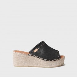 MODENA Γυναικεία εσπαντρίγια slingback από δέρμα με σφήνα και καρφιά 