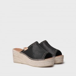 MODENA Γυναικεία εσπαντρίγια slingback από δέρμα με σφήνα και καρφιά 