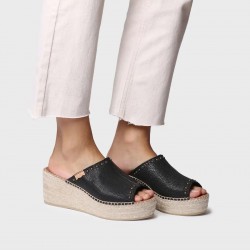 MODENA Γυναικεία εσπαντρίγια slingback από δέρμα με σφήνα και καρφιά 