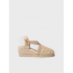 WEDGE ESPADRILLES ΣΕ ΦΥΣΙΚΟ ΥΦΑΣΜΑ ΣΕ ΜΠΕΖ ΧΡΩΜΑ  TERRA NZ