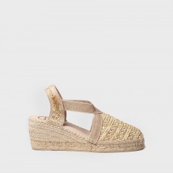 WEDGE ESPADRILLES ΣΕ ΦΥΣΙΚΟ ΥΦΑΣΜΑ ΣΕ ΜΠΕΖ ΧΡΩΜΑ  TERRA NZ