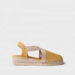 VERDI V Flat vegan espadrille για γυναίκες από βαμβακερό ύφασμα Χρώμα OCHRE