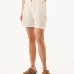 Σορτς Linen Mix Slub Υπόλευκο