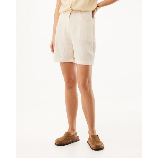 Σορτς Linen Mix Slub Υπόλευκο