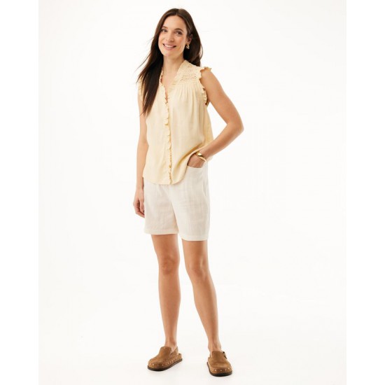 Σορτς Linen Mix Slub Υπόλευκο