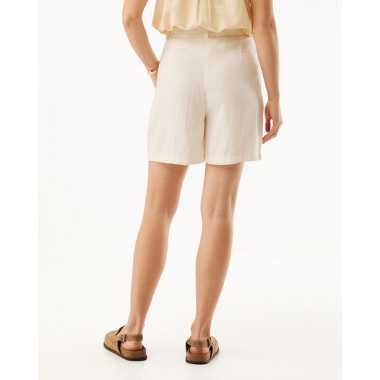 Σορτς Linen Mix Slub Υπόλευκο