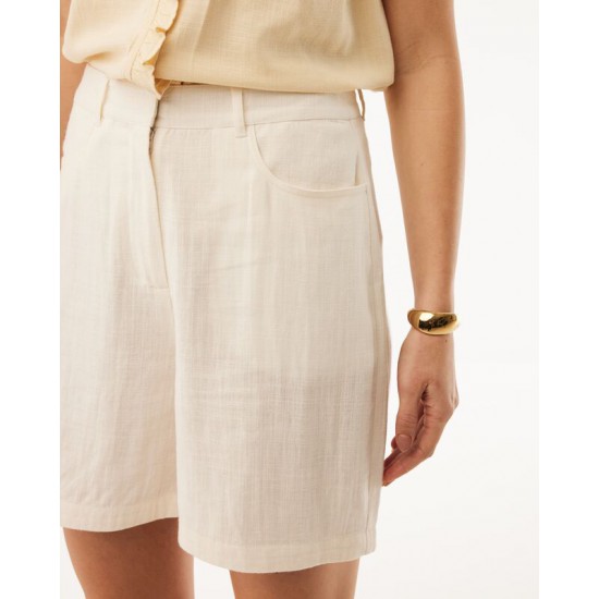 Σορτς Linen Mix Slub Υπόλευκο