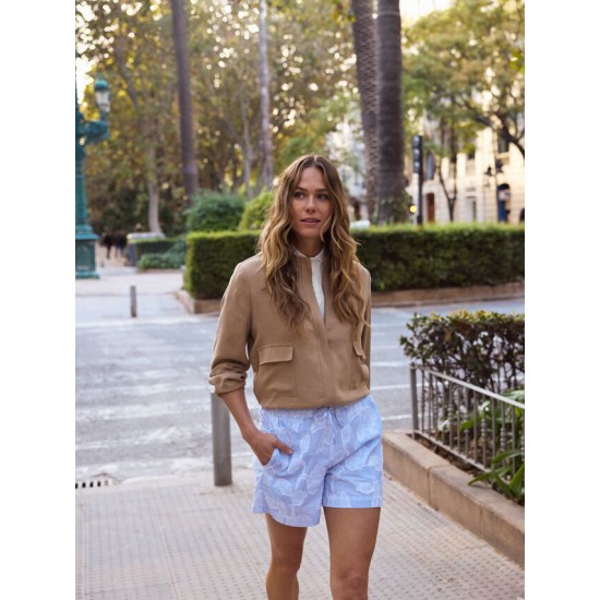 Mexx stripped flower jacquard σορτς γαλάζιο 