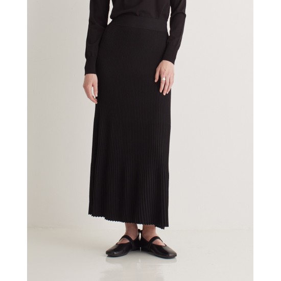 Μαύρη πλισέ μίντι φούστα