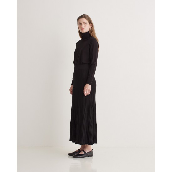 Μαύρη πλισέ μίντι φούστα