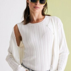 Lily Classic Ajour Tanktop Off White